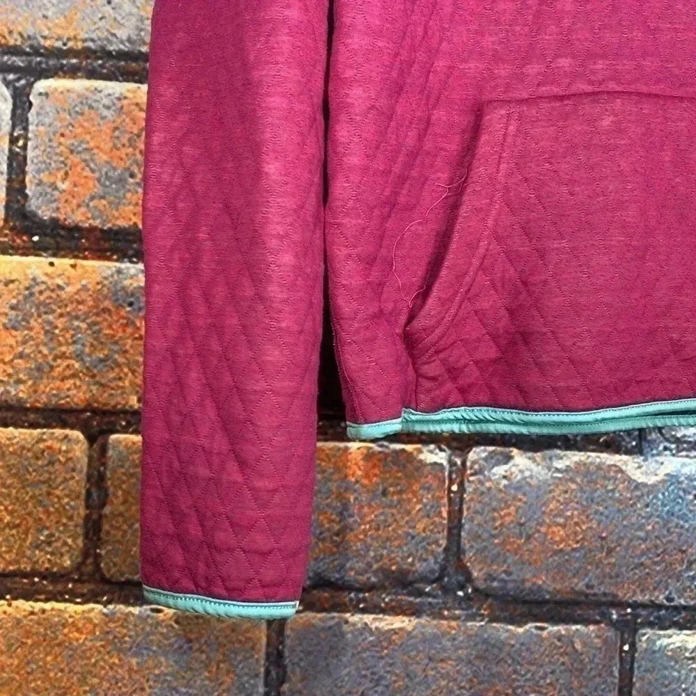 Women's Pink Quilted Half Button Down Sweatshirt - Picture 2 of 6